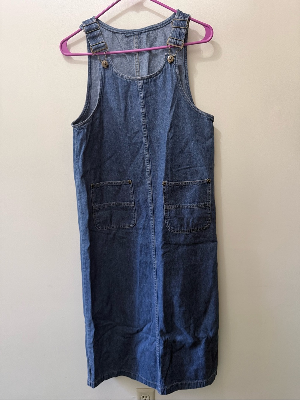 Vintage Y2K Denim Overall Jean Jumper Dress Cottage Prairie Whimsy Western M